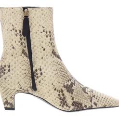 Dellia Snake Print Leather Mid-Calf Boots