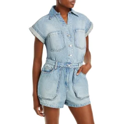 Denim Cuff Sleeves Romper
