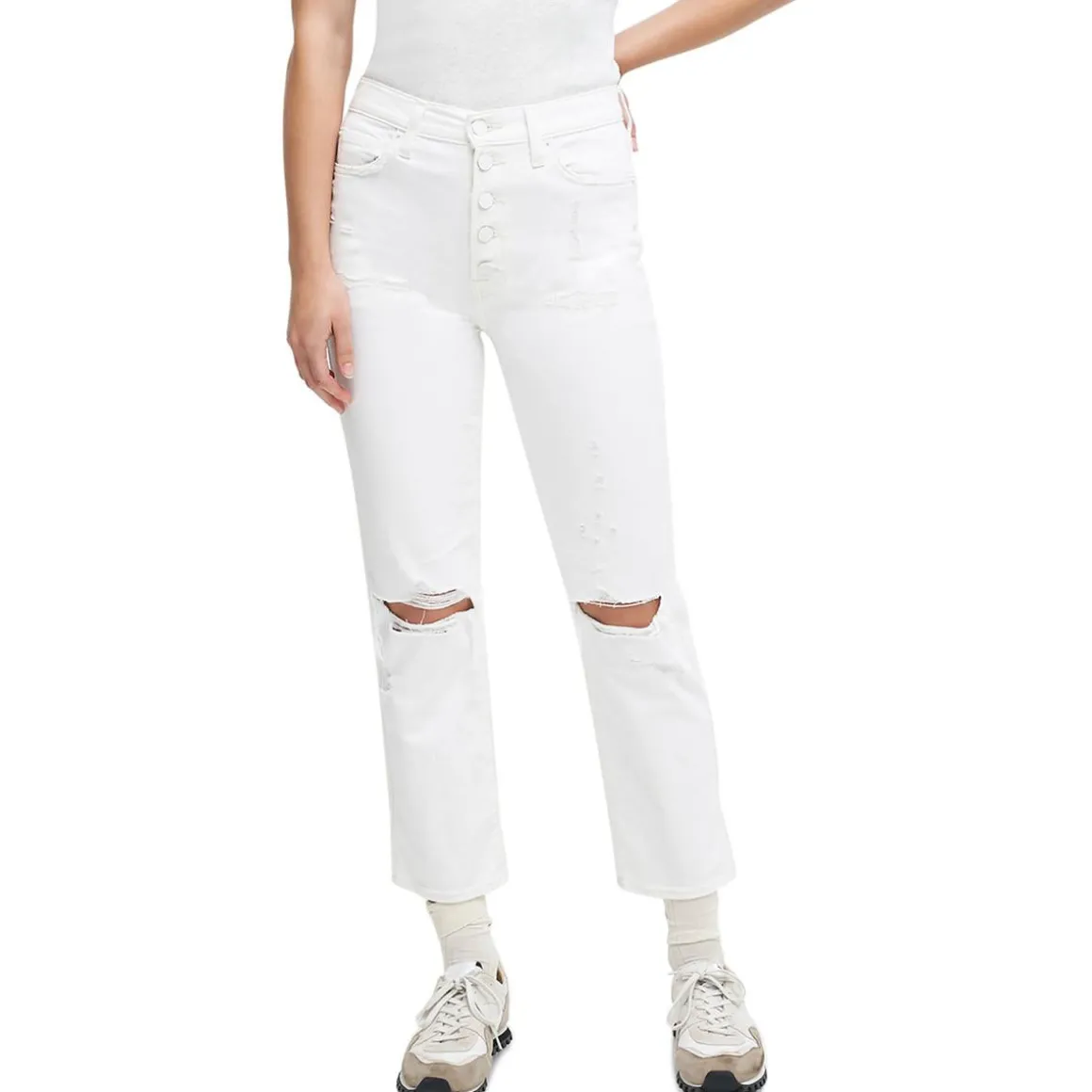 Denim Straight Fit Cropped Jeans