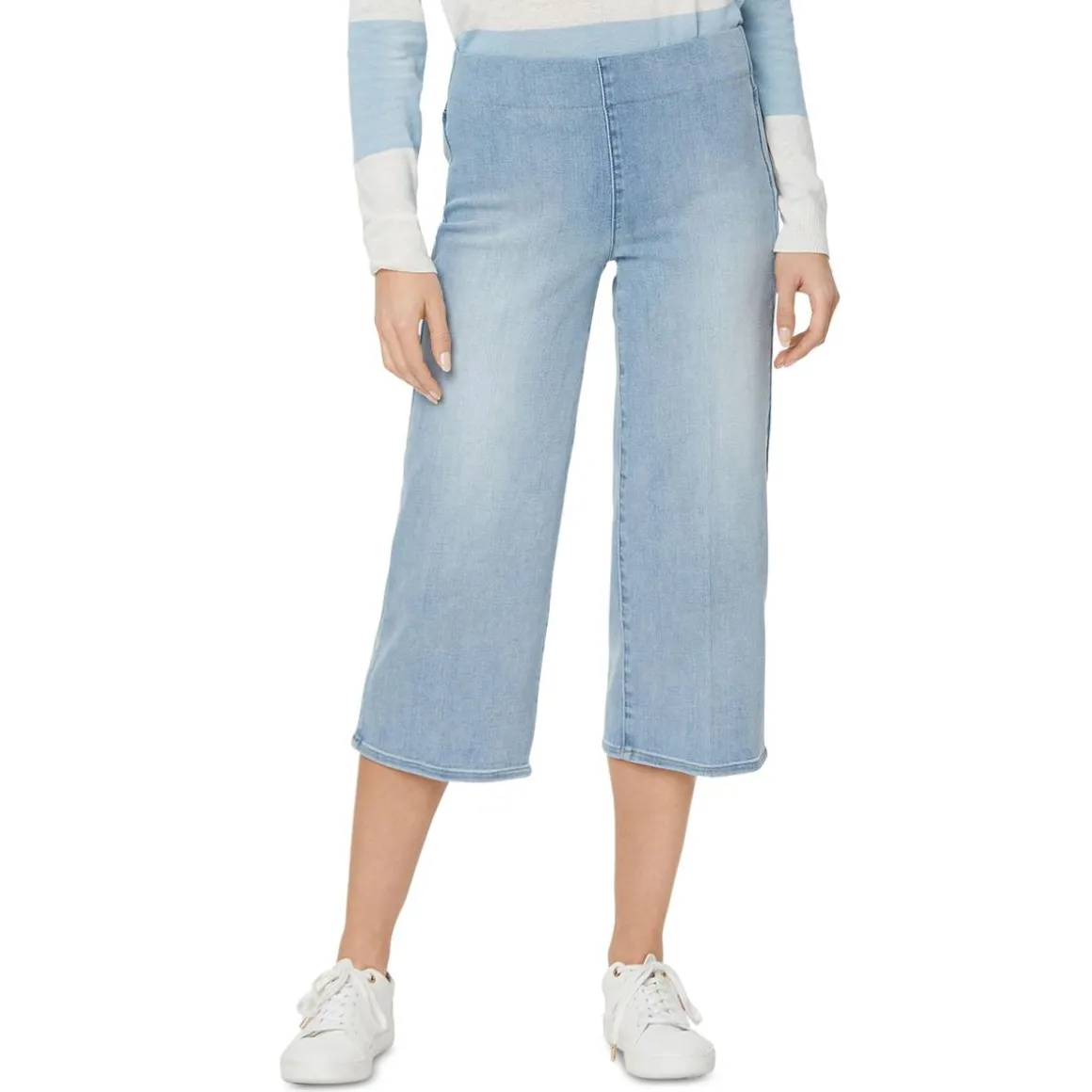Denim Wide Leg Capri Jeans