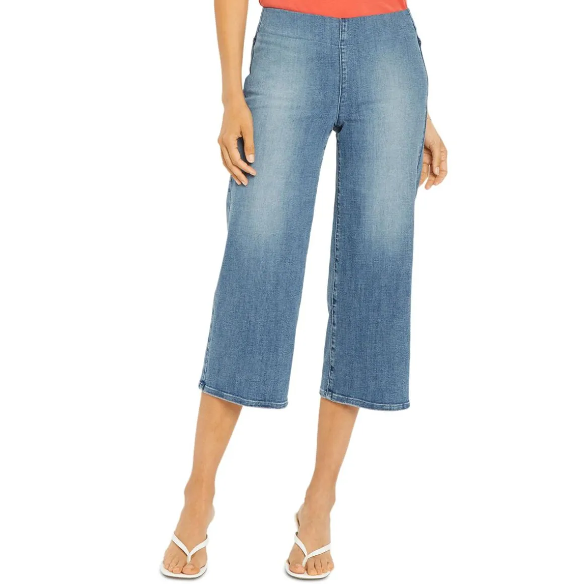 Denim Wide Leg Capri Jeans