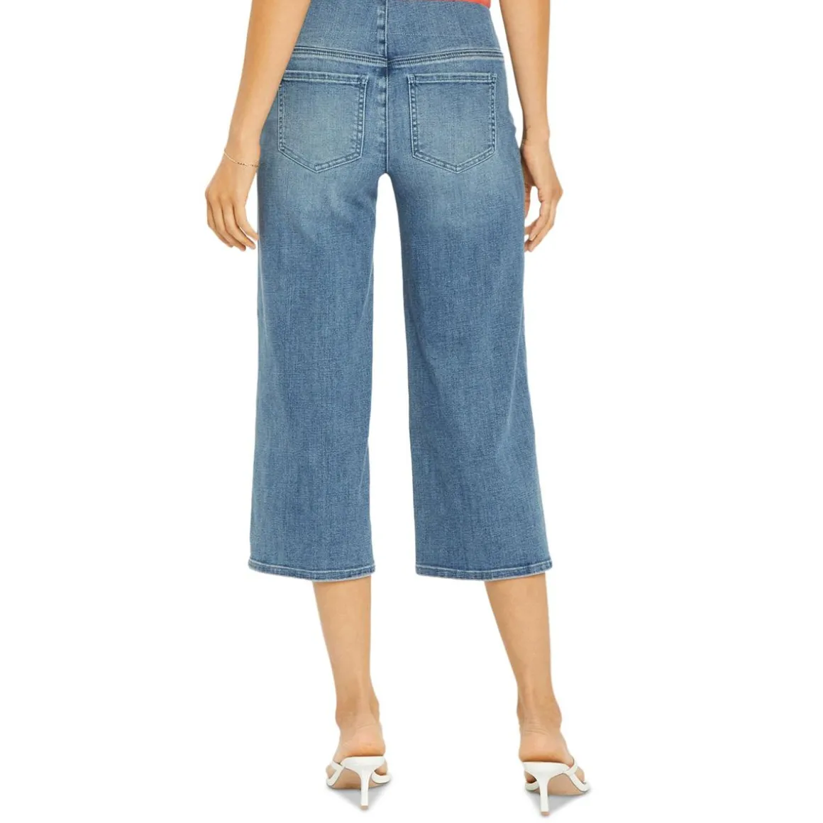 Denim Wide Leg Capri Jeans
