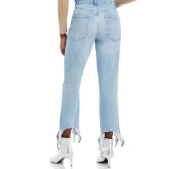 Destroyed Button Fly Cropped Jeans