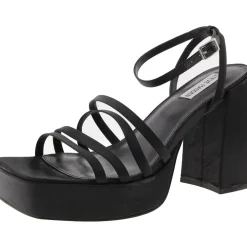 Disco Buckle Satin Platform Sandals