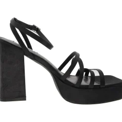Disco Buckle Satin Platform Sandals
