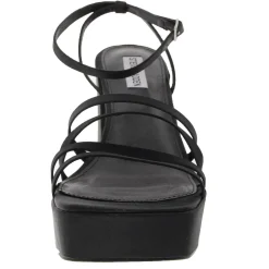 Disco Buckle Satin Platform Sandals