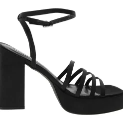 Disco Buckle Satin Platform Sandals