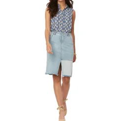 Distressed Denim Midi Skirt