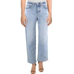 Distressed Denim Straight Leg Jeans