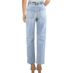 Distressed Denim Straight Leg Jeans