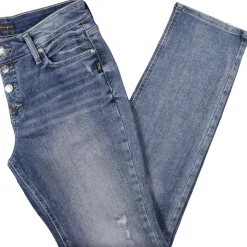 Distressed Denim Straight Leg Jeans