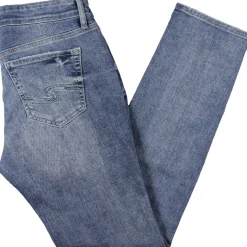 Distressed Denim Straight Leg Jeans