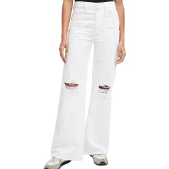 Distressed High Rise Wide Leg Jeans