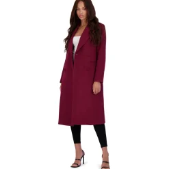 Double Breasted Tailored Wool Blend Coat with Peak Lapel