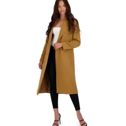 Double Breasted Tailored Wool Blend Coat with Peak Lapel