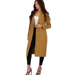 Double Breasted Tailored Wool Blend Coat with Peak Lapel