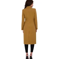 Double Breasted Tailored Wool Blend Coat with Peak Lapel