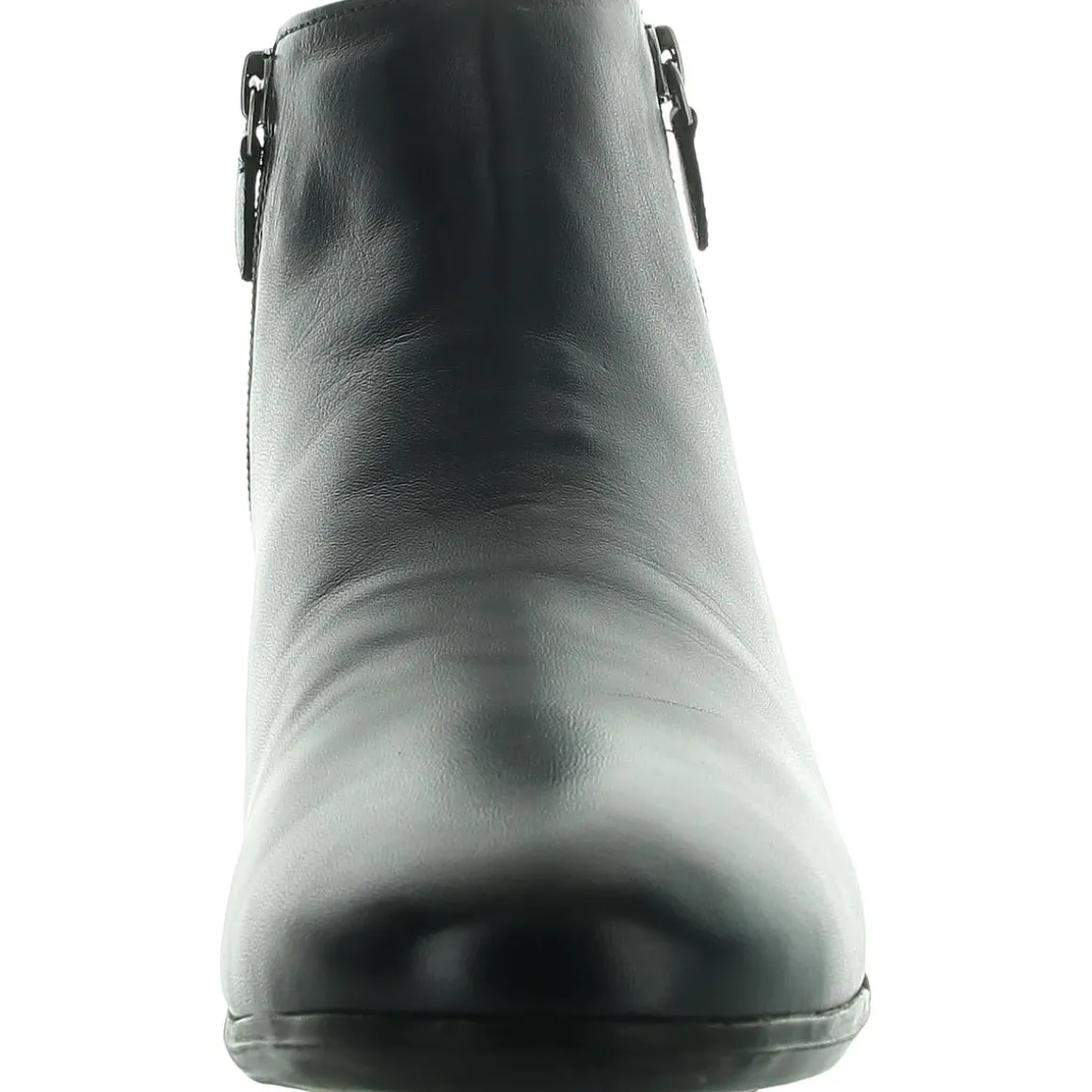 Double Zipper Leather Ankle Boots