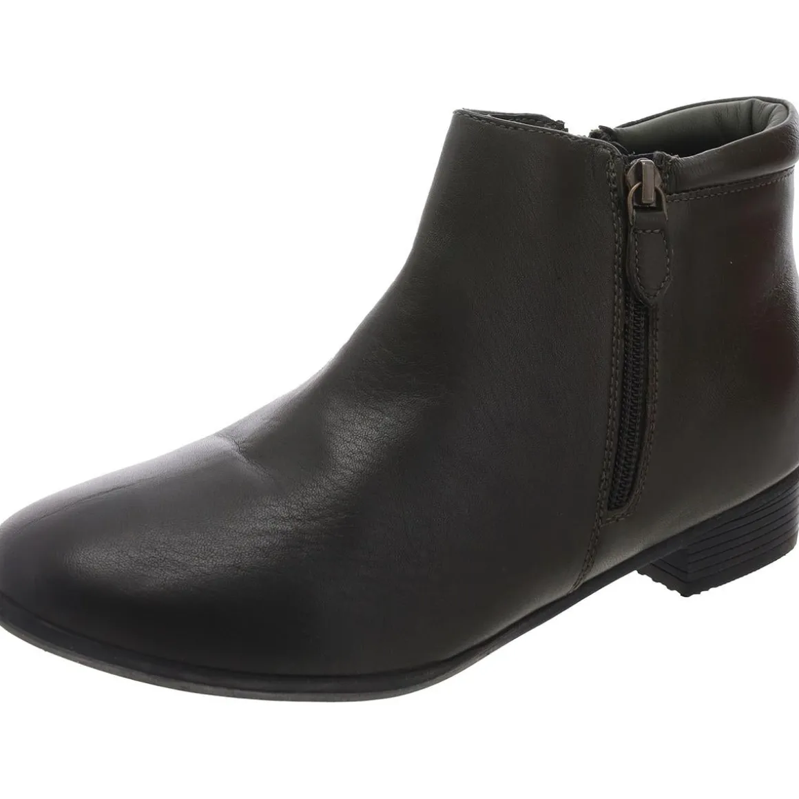 Double Zipper Leather Ankle Boots
