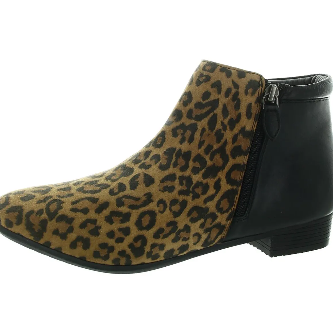 Double Zipper Leather Ankle Boots