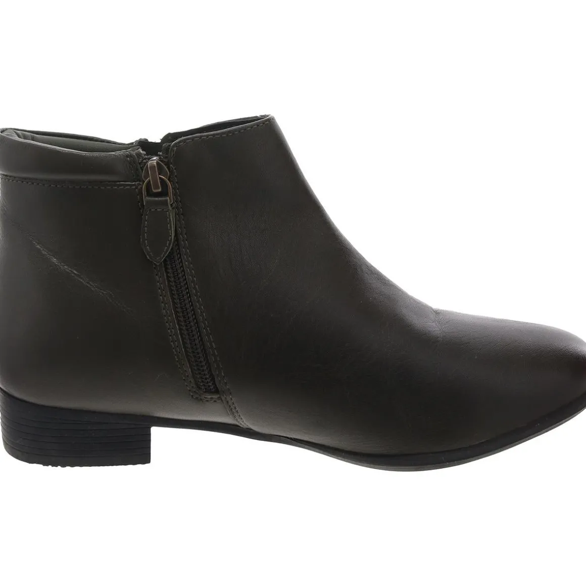 Double Zipper Leather Ankle Boots
