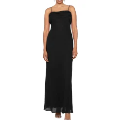 Draped Back Sleeveless Evening Dress