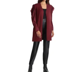 Draped Open-Front Cardigan Sweater