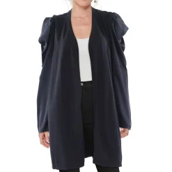 Draped Open-Front Cardigan Sweater