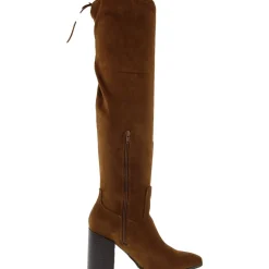 Drawstring Hem Faux Suede Over-The-Knee Boots