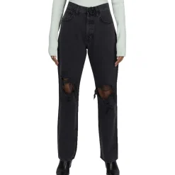 Easy Destroyed Denim Straight Leg Jeans