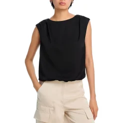 Elastic Waist Cap Sleeve Blouse