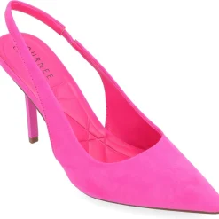 Elenney Faux Suede Pointed Toe Slingback Heels