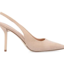 Elenney Faux Suede Pointed Toe Slingback Heels
