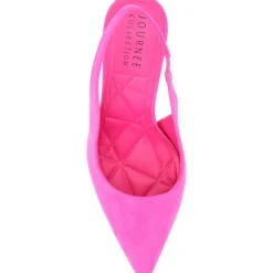 Elenney Faux Suede Pointed Toe Slingback Heels