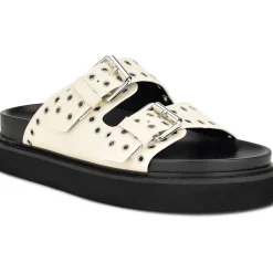 ELENY3 Buckle Faux Leather Slide Sandals