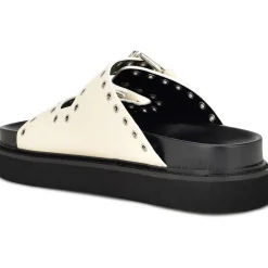 ELENY3 Buckle Faux Leather Slide Sandals
