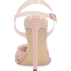 Eleora Rhinestone Faux Leather Ankle Strap