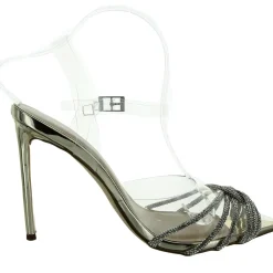 Eleora Rhinestone Faux Leather Ankle Strap