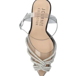 Eleora Rhinestone Faux Leather Ankle Strap