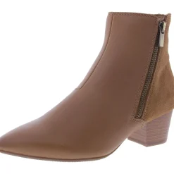 ELLANIE VIBE Block Heel Leather Ankle Boots