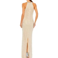 Embellished Halter Evening Dress