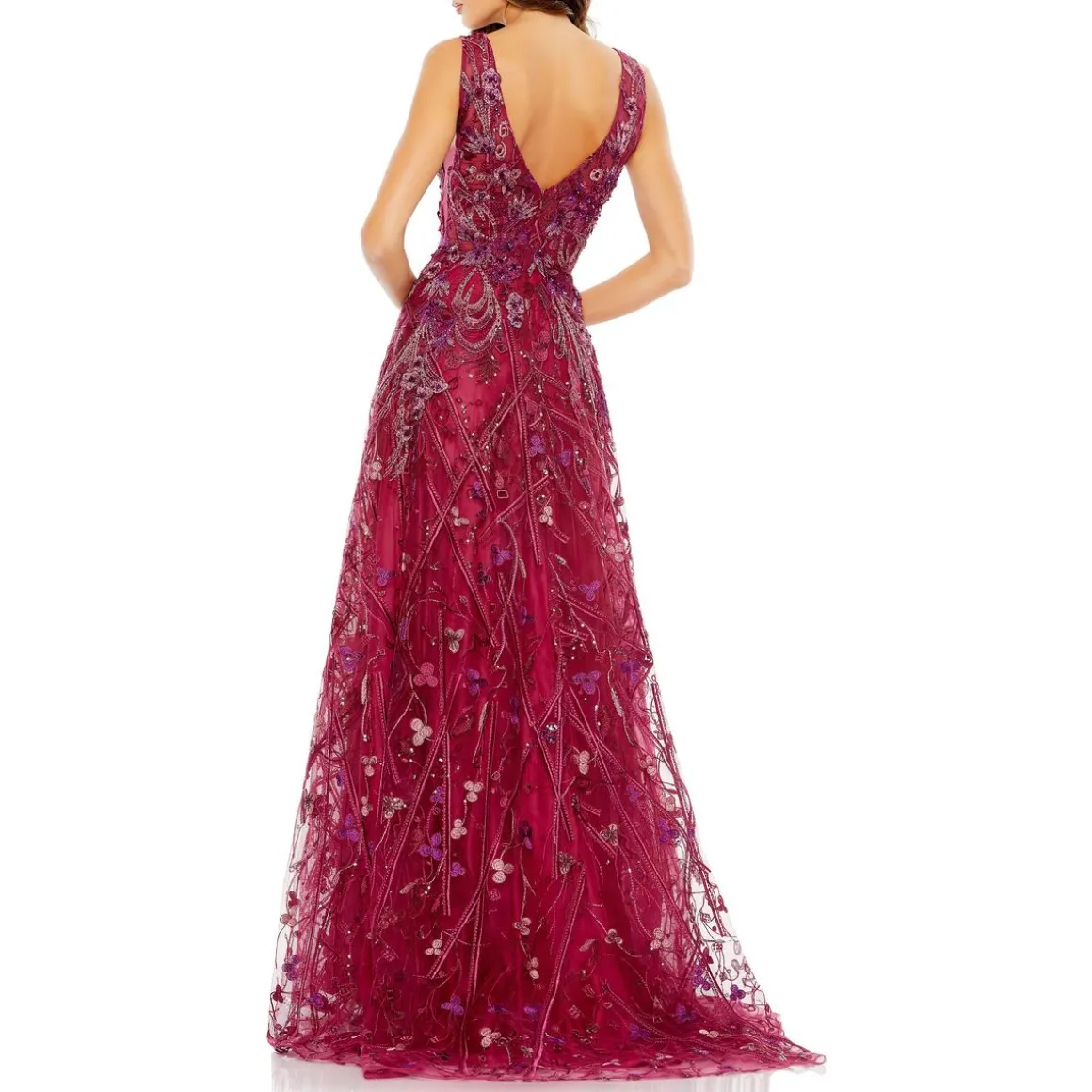 Embellished Illusion Evening Dress