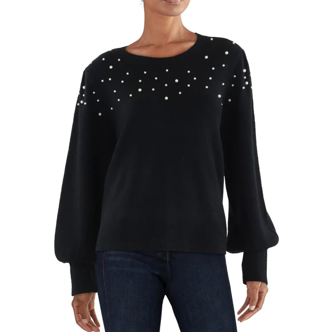 Embellished Knit Crewneck Sweater