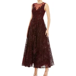 Embellished Mesh Evening Dress