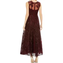 Embellished Mesh Evening Dress