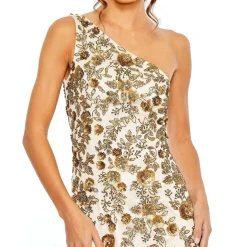 Embellished One Shoulder Evening Dress