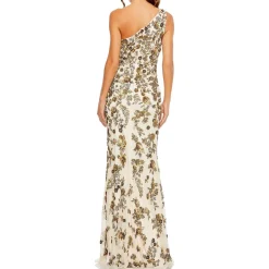 Embellished One Shoulder Evening Dress