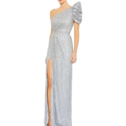 Embellished One Shoulder Evening Dress