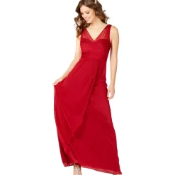 Embellished Shirred V Neck Formal Dress