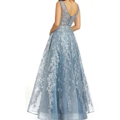 Embellished V-Neck Evening Dress